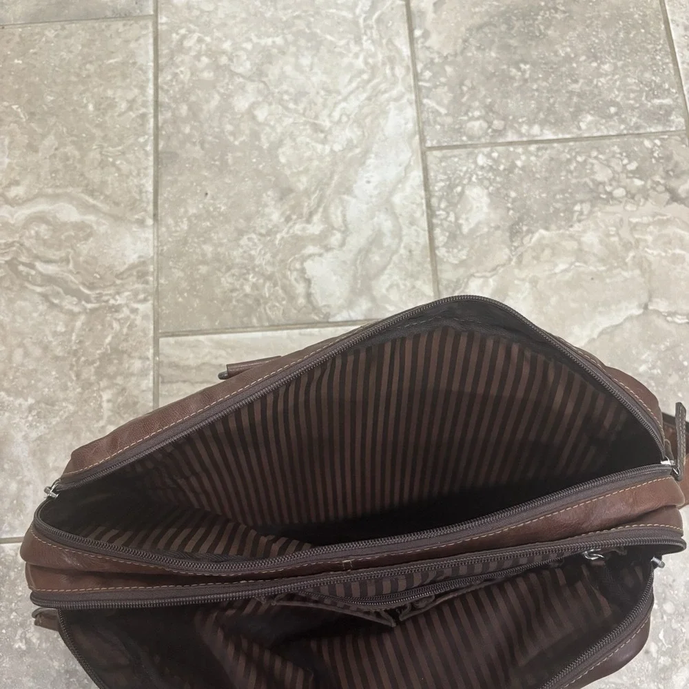 Jack Georges Voyager Buffalo Leather Briefcase #7317, Hand-stained,‎ Cross-body